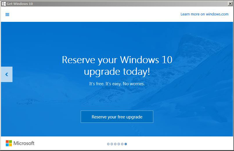 Reserve your copy of Windows 10 today! 
